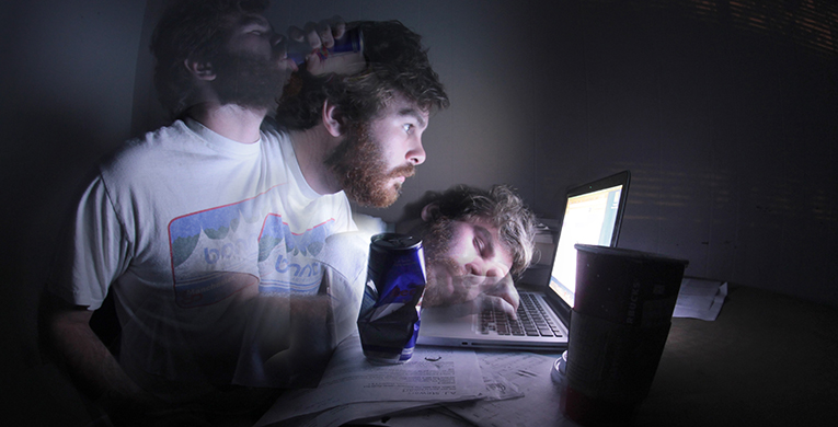 A photo illustration of the act of self-torture known as the “all-nighter.” This illustration is meant to depict the drag put on one’s mind and body when staying up all night.

A.J. Stewart/Printz