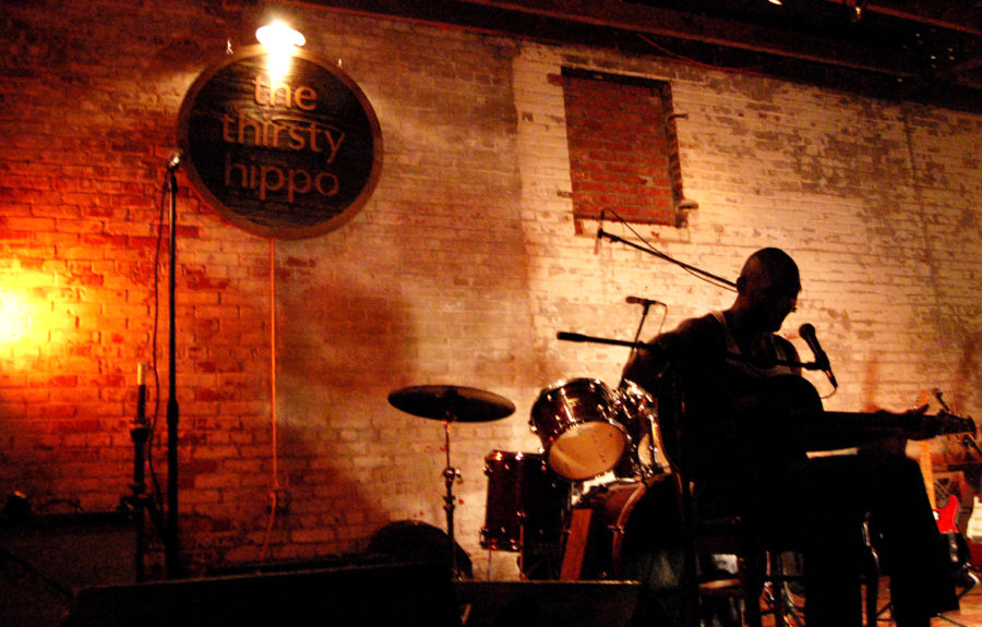 Cedric Burnside kept the audience swinging and dancing with his bluesy tunes Friday night. This grandson of R.L. Burnside has become a regular player at The Thirsty Hippo in Downtown Hattiesburg. | Photo by Mary Sergeant