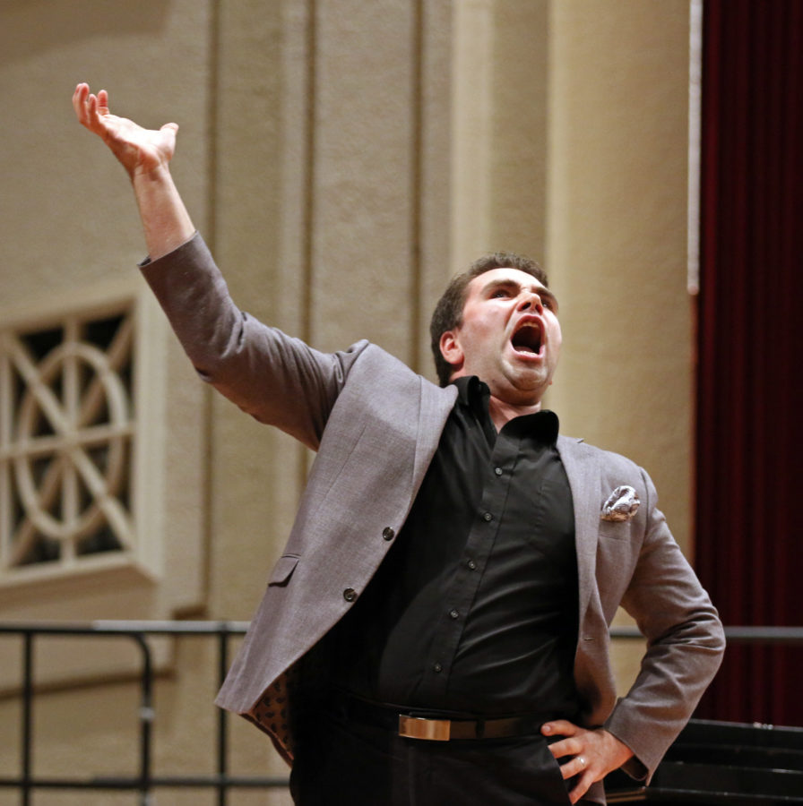 The Southern Miss Showcase Concert of the Southern Invitational Choral Conference 2015 was held at Bennett Auditorium on the USM campus Monday, September 28, 2015. 
Peter Lake sings I Am Aldolpho from The Drowsy Chaperone. Fadi Shahin/Student Printz
