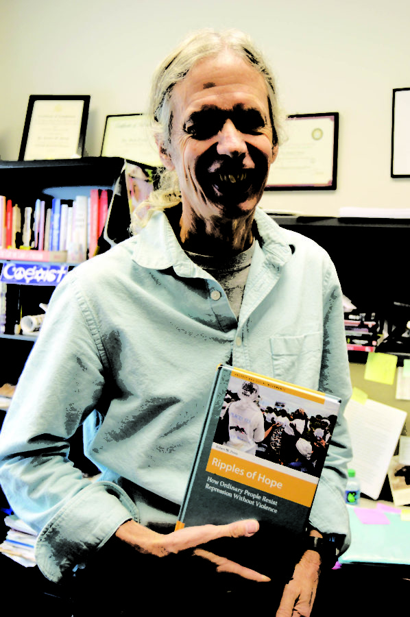 Political science professor ,Dr. Bob Press and his book Ripples of Hope - How ordinary people resist repression without violence. Monday, Sept. 28th 2015.

Jillian Rodriguez / Student Printz