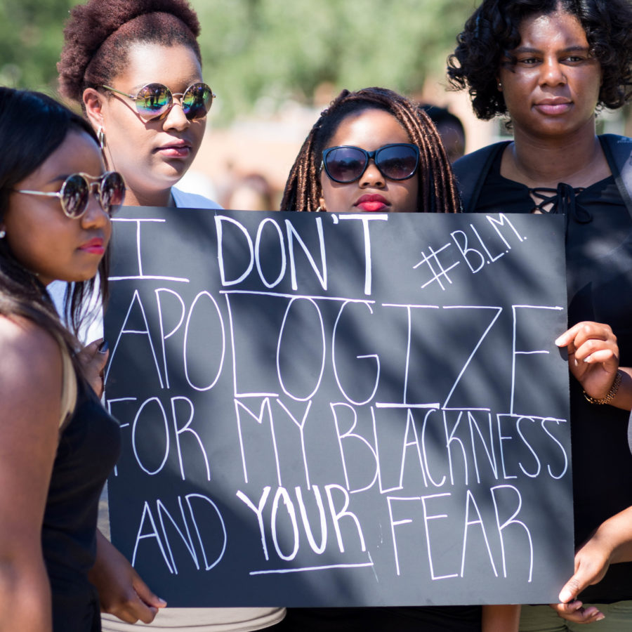 USM students gather in Shoemaker Square in protest on Oct. 3. 
