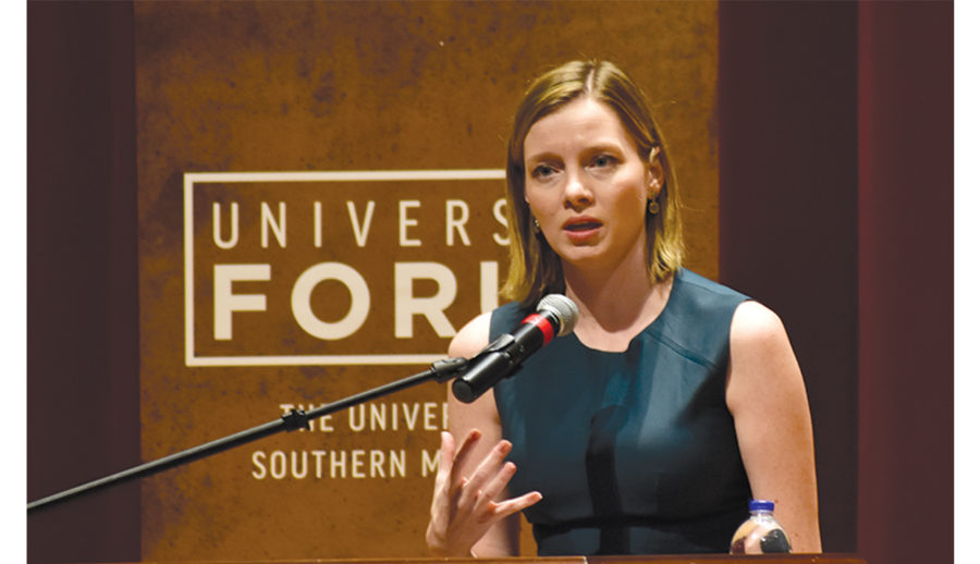 Author of “The Selfie Vote: Where Millennials Are Leading America (And How Republicans Can Keep Up)” Kristen Soltis Anderson lectures as part of the University Forum Series in Bennett Auditorium on March 21.