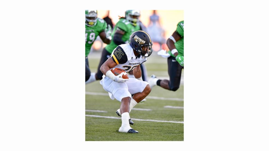 DENTON, TX: 19 North Texas Mean Green Football v Southern Mississippi at Apogee Stadium in Denton Tx on November 19, 2016 in Denton Texas (Photo by Rick Yeatts Photography/ Manny Flores)