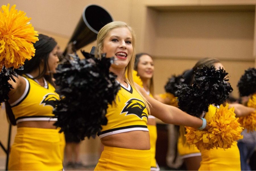 The Southern Miss cheer team opens the show with a cheer.