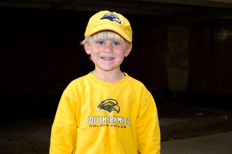 A young Golden Eagle, Bowen, prepared to enjoy the first Southern Miss football game.