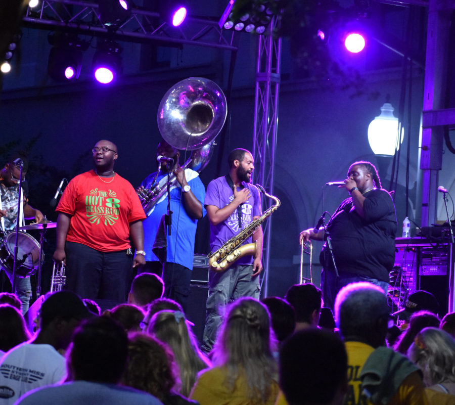 The+Hot+8+Brass+band+performs+at+Eaglepalooza.