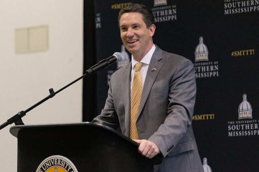 Jeremy McClain during his introduction as the next Southern Miss athletic director. Photo by: Brad Crowe