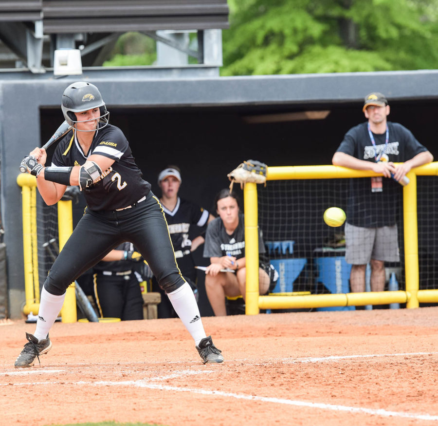 Southern Miss shortstop Lacey Sumerlin at-bat. 