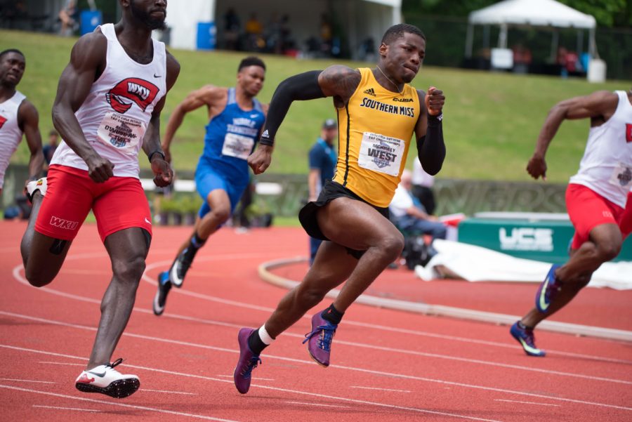 Mckinely+West+runs+the+200m+dash+in+the+C-USA+championships.+%0A%0APhoto+by%3A+Michael+Sandoz
