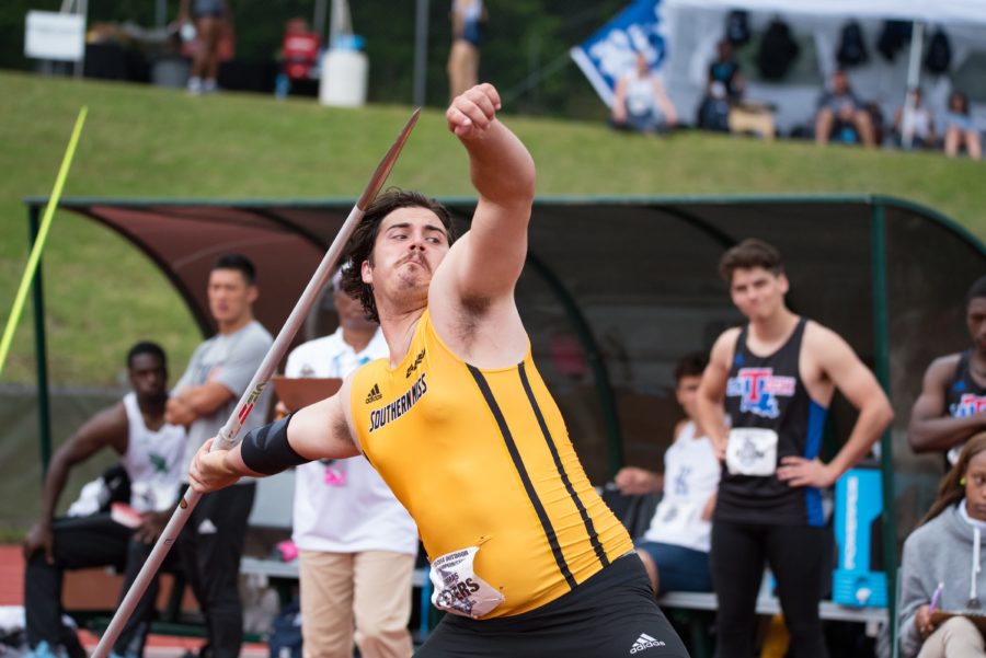 Thomas Peters competes in the Javelin. 