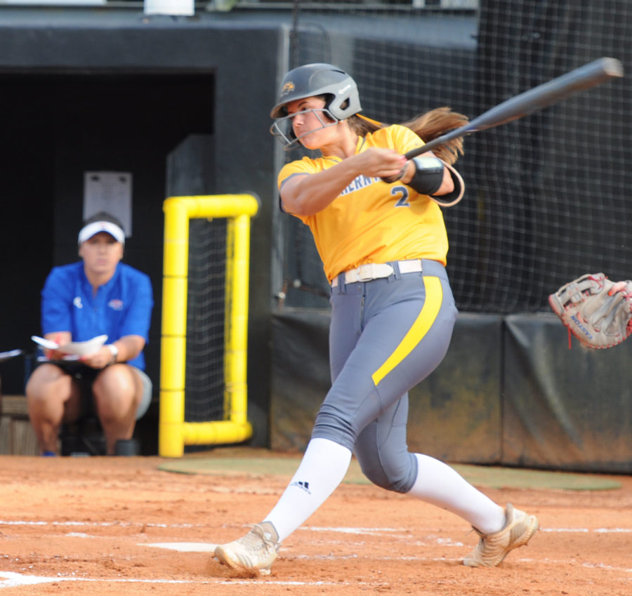 Lacey Sumerlin goes 2-for-3 against LA Tech. 

Photo by: Andrew Abadie