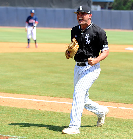 Stevie Powers celebrates the end of an inning in the C-USA championship game. 

Photo by: Andrew Abadie