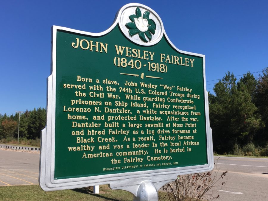 Fairleys marker is located in Wiggins. 
Photo by Brian Winters
