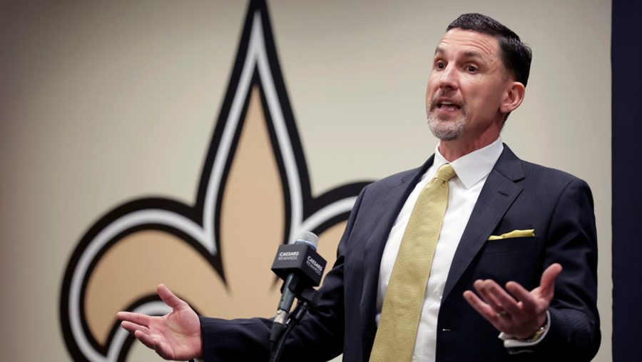 New Orleans Saints new head coach Dennis Allen speaks during a news conference at the NFL football teams training facility, Tuesday, Feb. 8, 2022, in Metairie, La. (AP Photo/Derick Hingle)