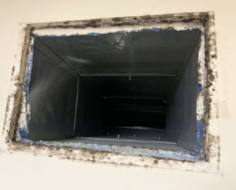 Mold found lining the vent in the Luckyday dorms on campus. 