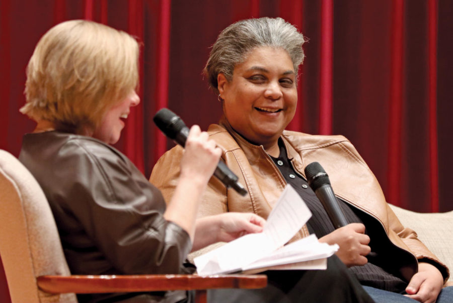 Roxane Gay is interviewed during her University Forum appearance on March 21, 2023.