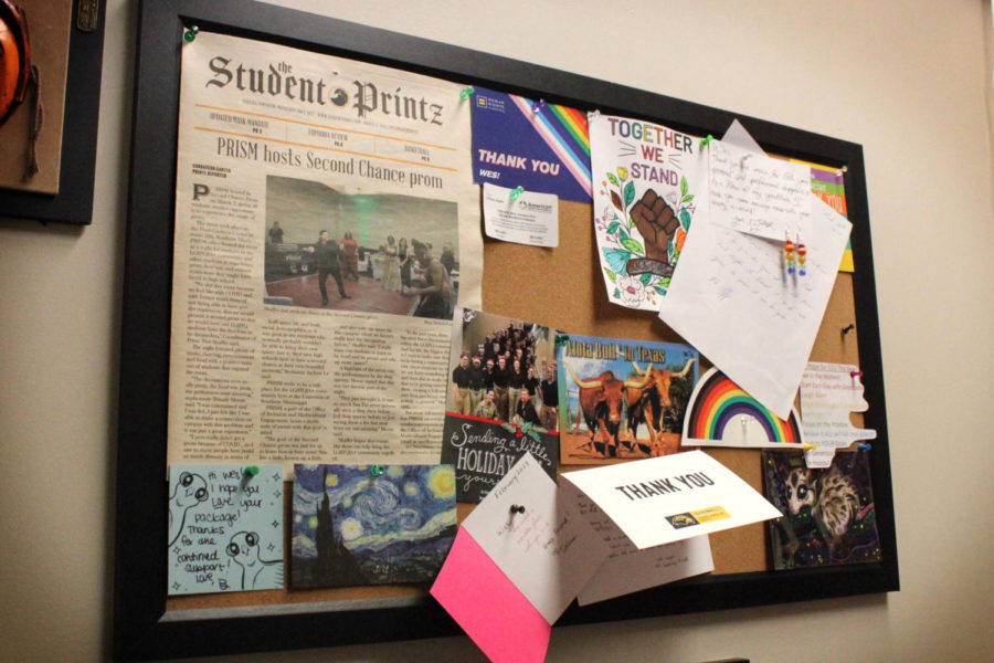 Inside the office of Wes Shaffer, coordinator of PRISM, the LGBTQ center at the University of Southern Mississippi, and USM Ph.D. student.