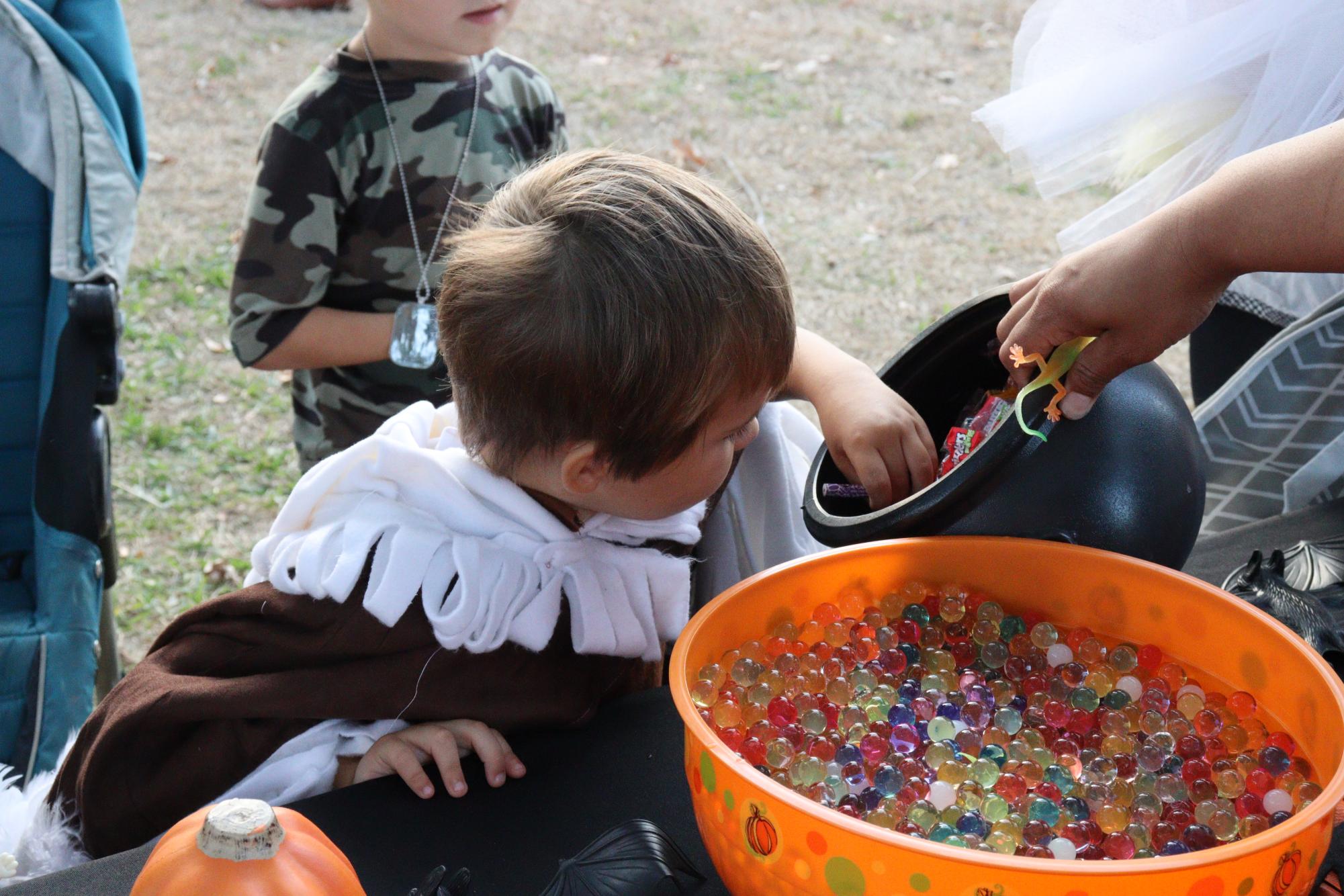 Children gathered at the front of campus for an evening of candy, bouncy houses and costumes hosted by the Southern Miss Activities Council. 