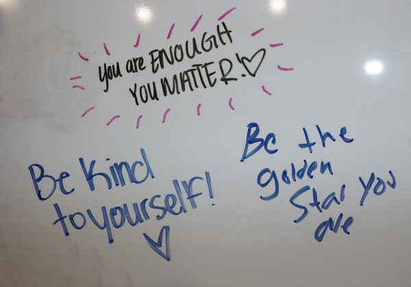 Residence Life hosted a booth where students could write down affirmations and sweet messages for fellow students to read to give them a sense of peace and love from USM.
