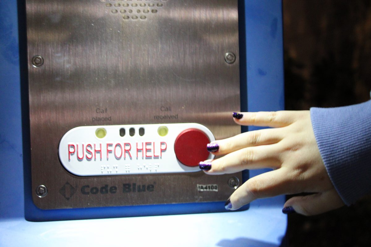The Code Blue stands are available for people across campus in case of an emergency. 