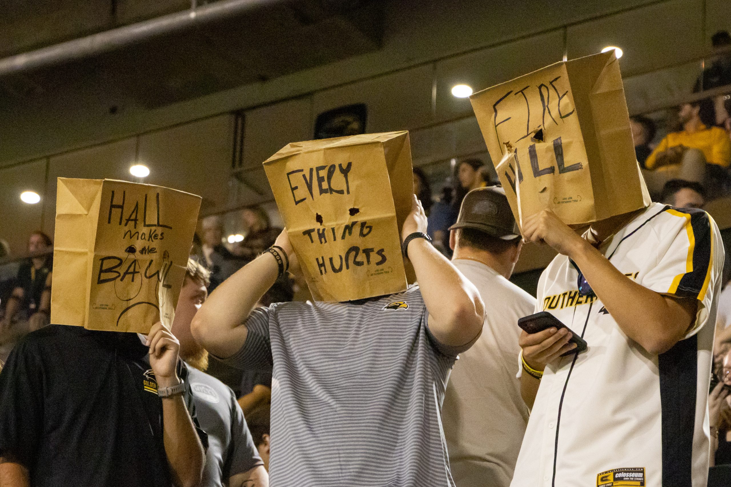 Southern Miss fans display their frustration during USM's recent football game against Arkansas State.