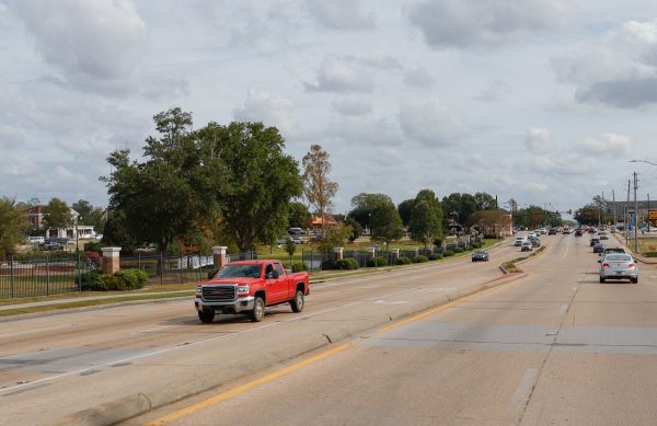 Traffic moves along Hardy Street near the Southern Miss campus.