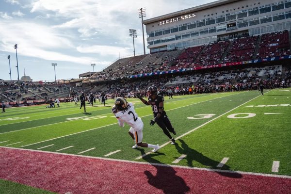 USM's Chandler Pittman comes down with a catch against Troy University. 