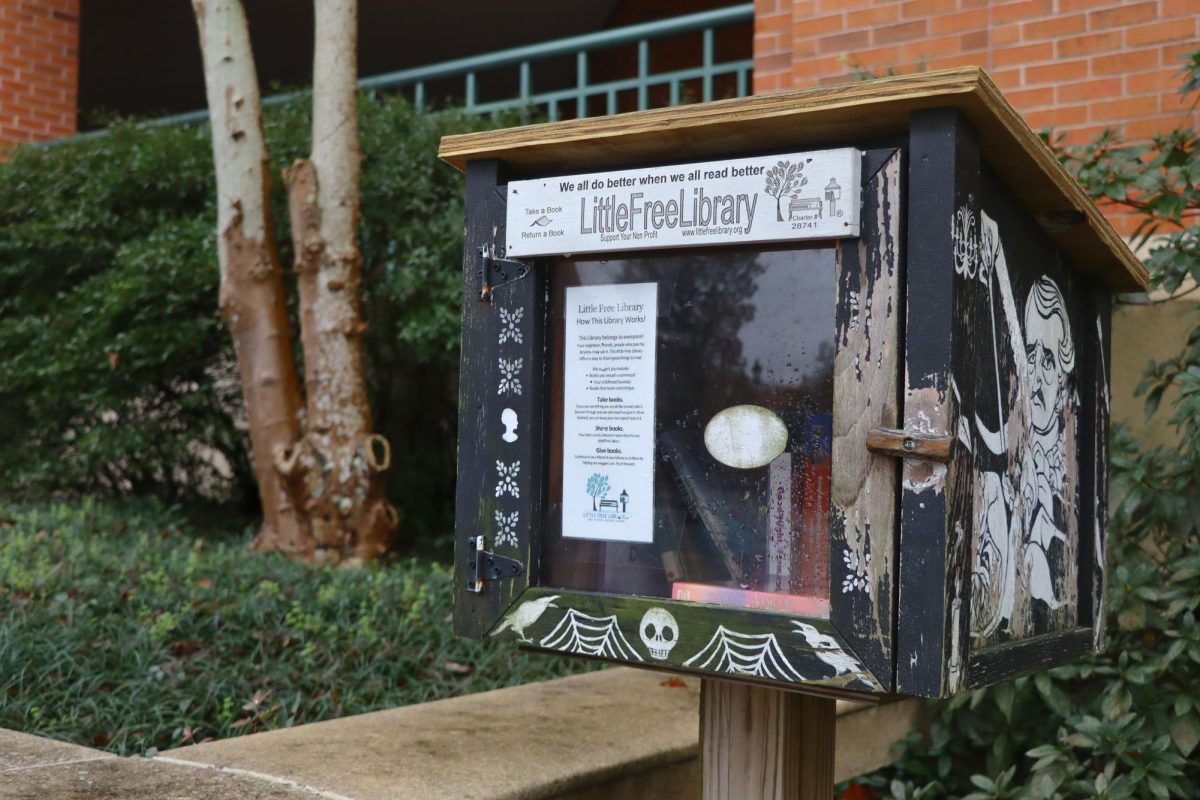 A Little Free Library is pictured outside of the Cook Library at the University of Southern Mississippi.