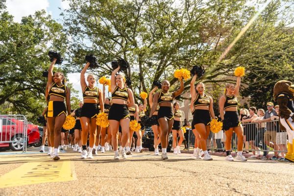 The USM cheerleading team earned two eighth-place finishes at the Universal Cheerleaders Association (UCA) competition held in Orlando, Florida.