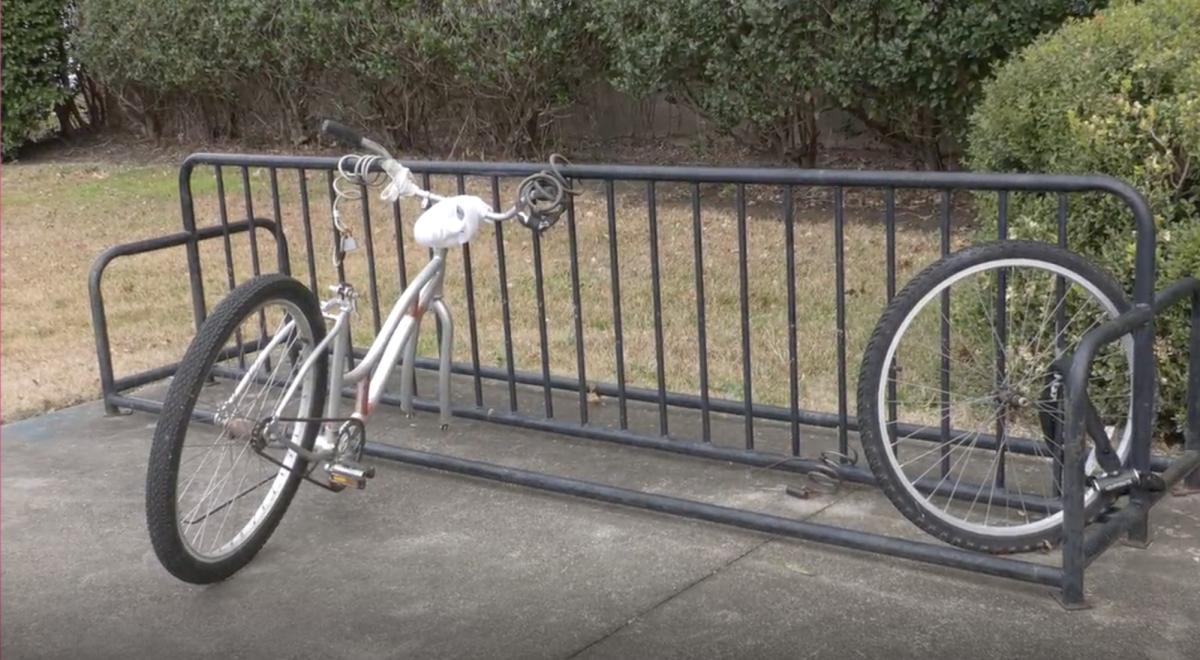 The bike rack at Wilber Hall 