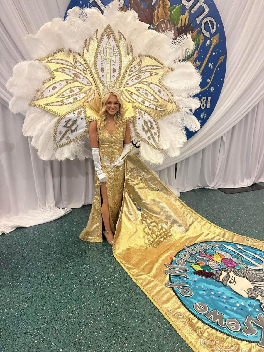 USM senior Gianna Milanese celebrates after being crowned Queen Venus XL of the Krewe of Neptune for the 2025 season.
