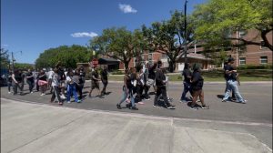 USM students march in protest against all DEI bans earlier this year.