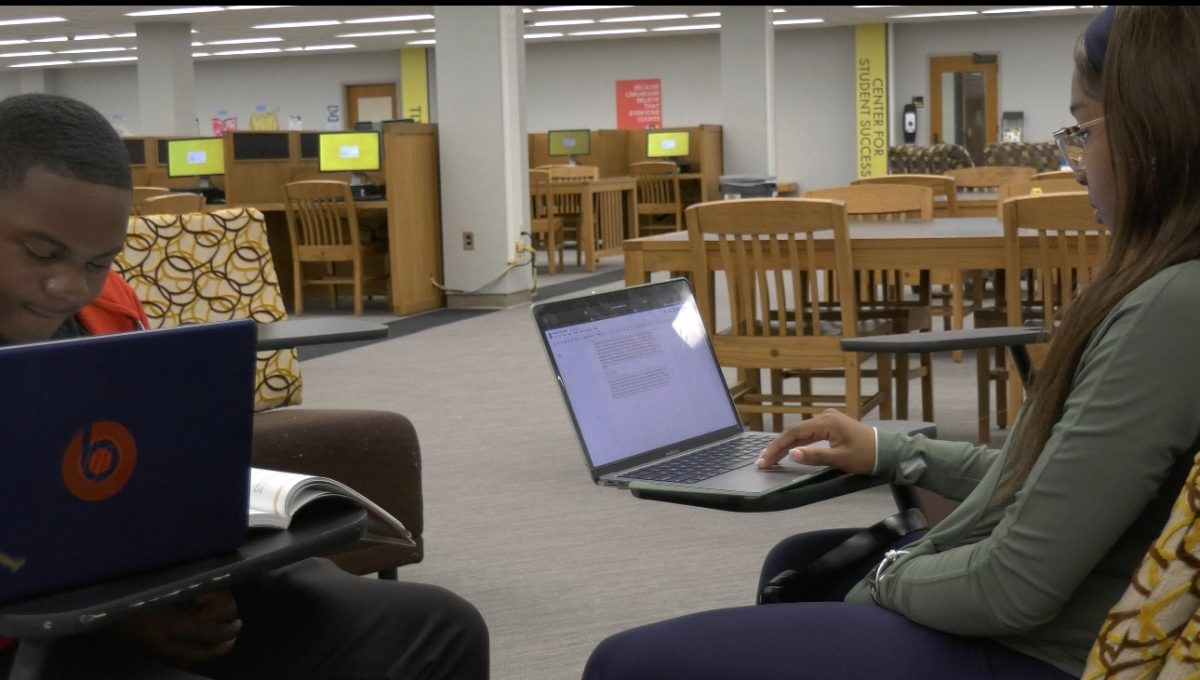 USM students study in the library.