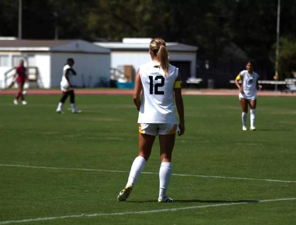 The Golden Eagles during a recent soccer match.