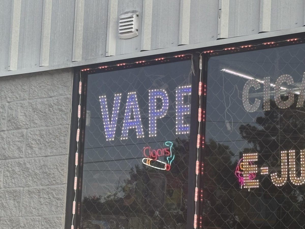 A Hattiesburg vape shop window.