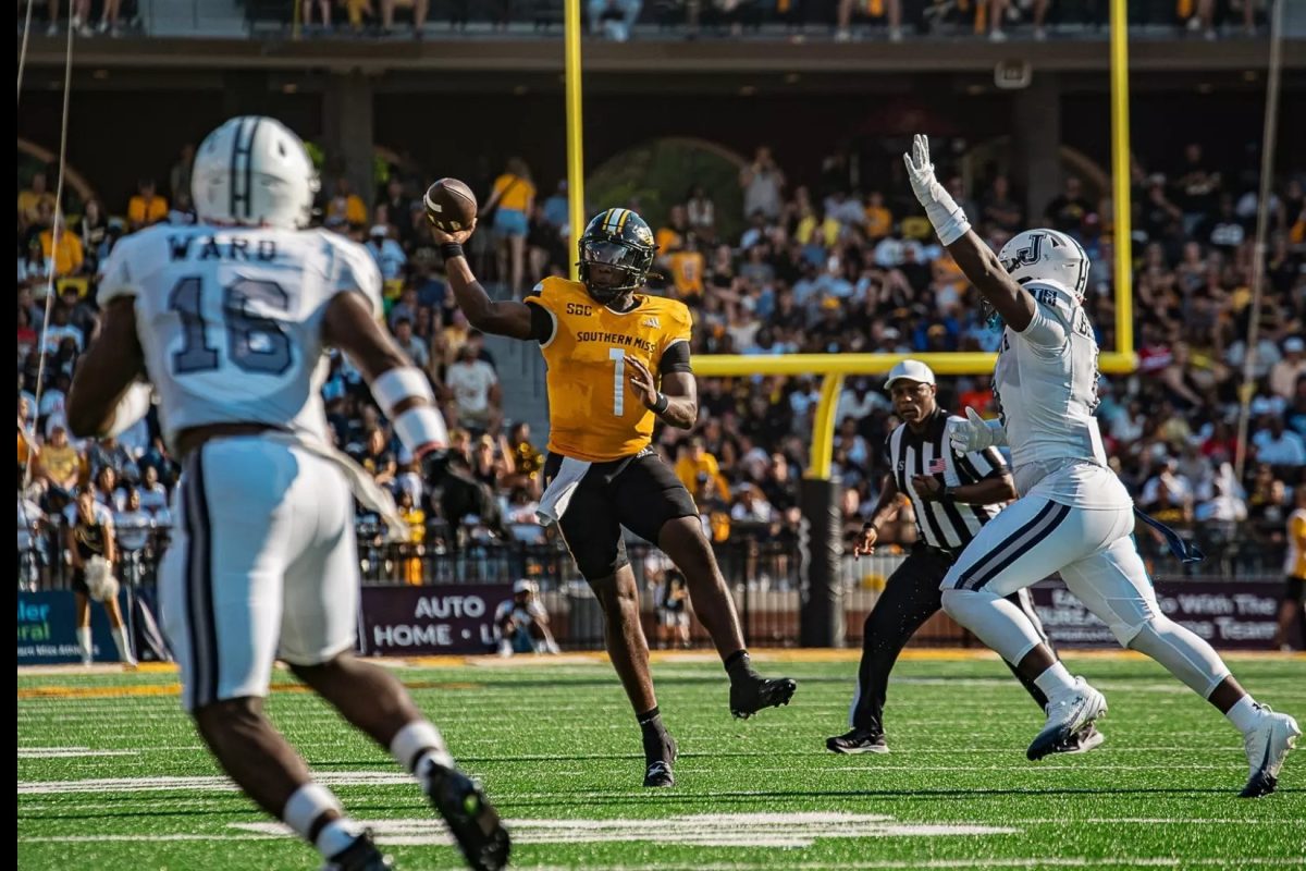 USM's Braylon Braxton throws a pass against Jackson State.