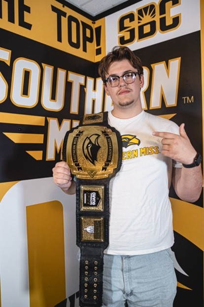 Presly Vinney, a Southern Miss Athletics student videographer.