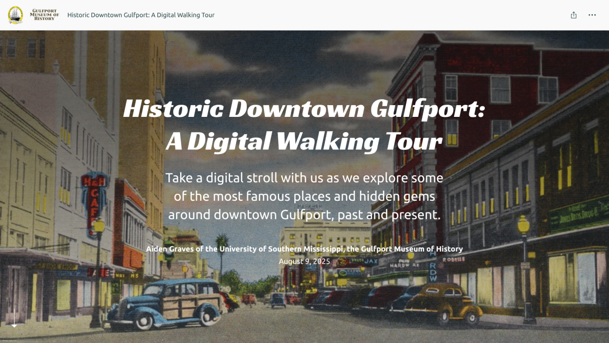 Screen grab of the Historical Digital Walking Tour of Gulfport map that Graves created. 