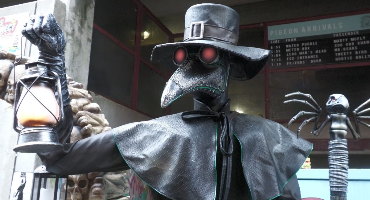 A depiction of a plague doctor at the Pocket Museum.