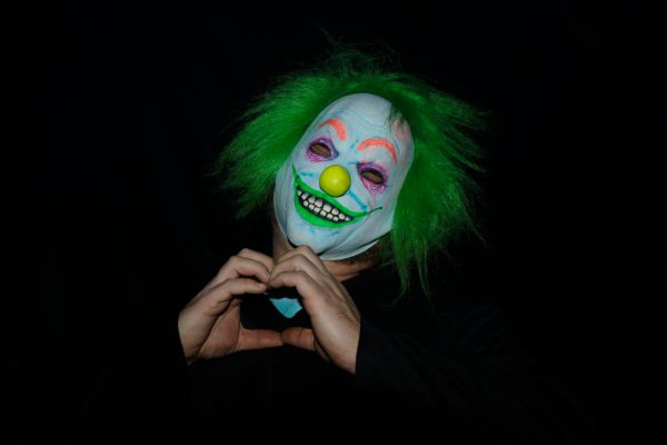 A clown scarer at the SwitchYard's Haunted House