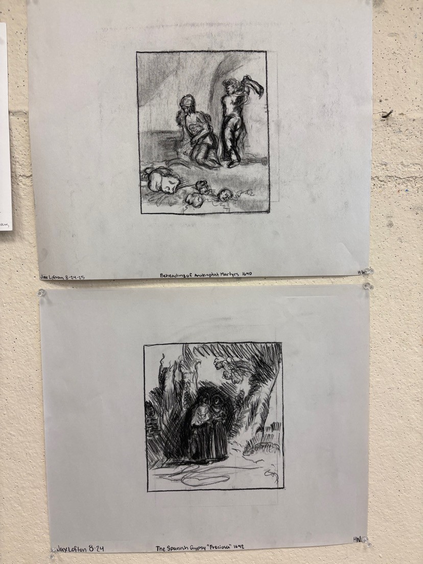 Drawings from an art class exercise done by Jax Lofton.