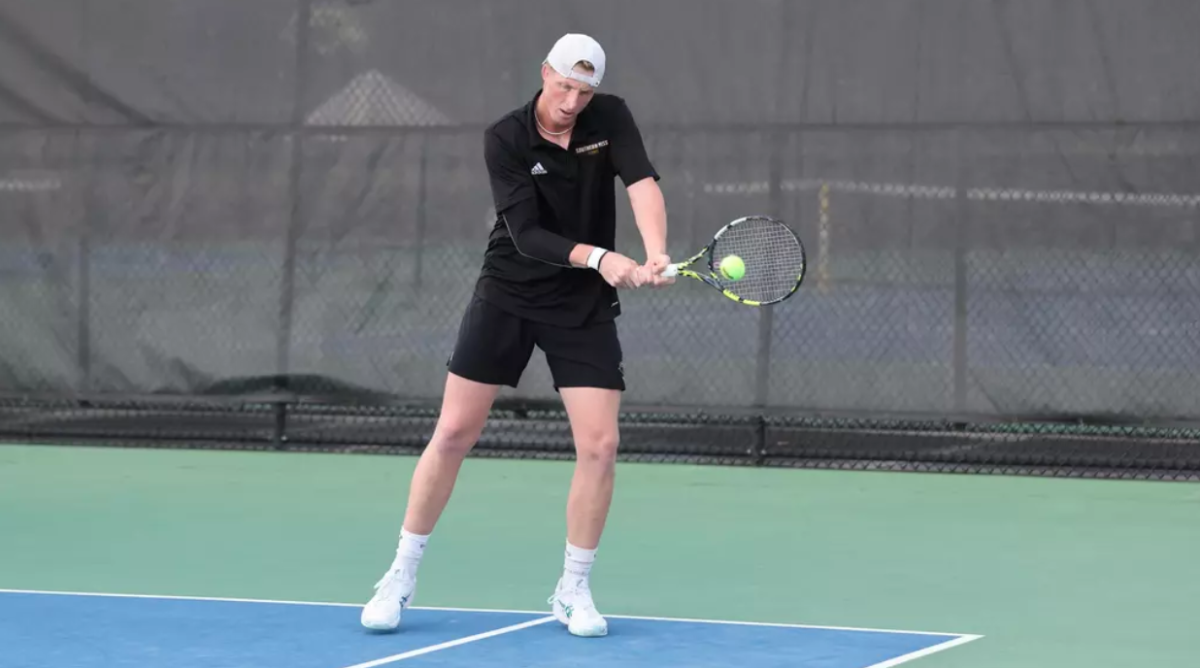 Southern Miss Men’s tennis action vs Jackson State. November 12, 2025