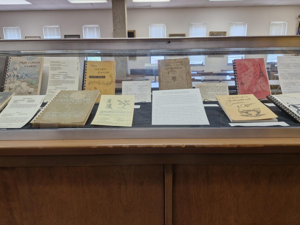 Some Mississippi cookbooks featured in the collection on campus. 