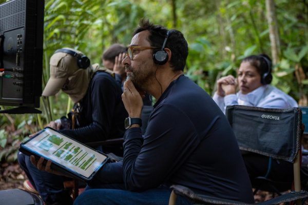 Diego Velasco directing on the set of his movie, "The Whistler."