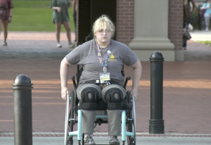 Kaden Burkhalter on his way to class.